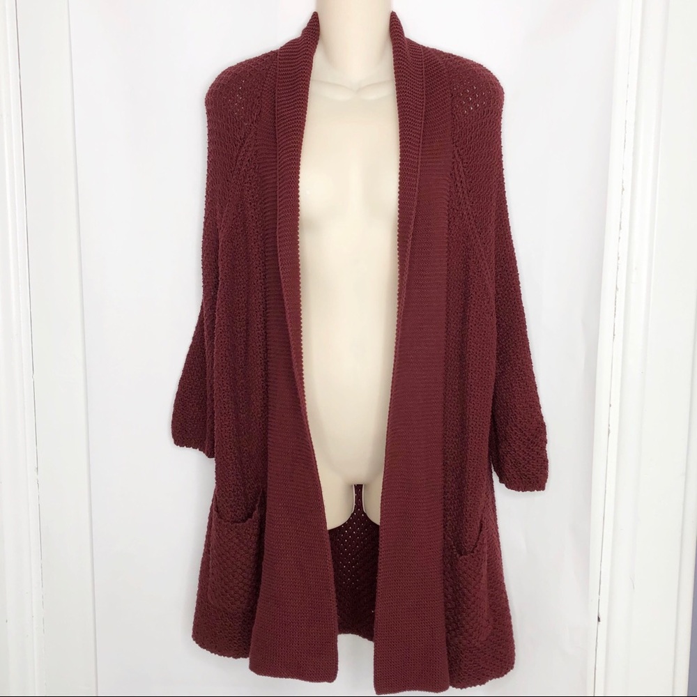 Lucky Brand | Long Maroon Loose Knit Sweater